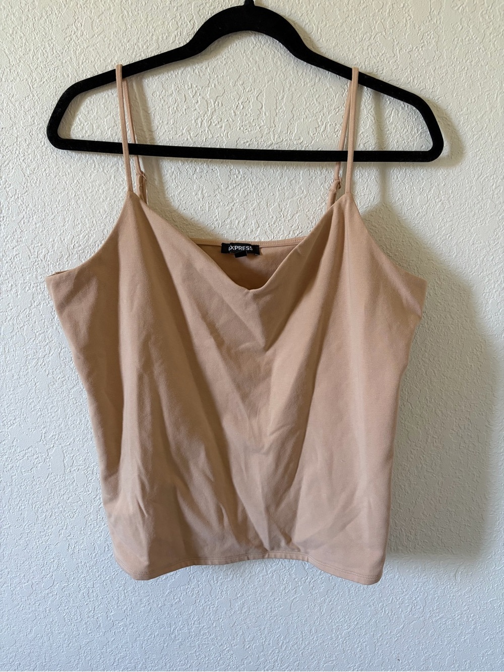 Express Beige/Nude Satin-Look Cami with Thin Straps
